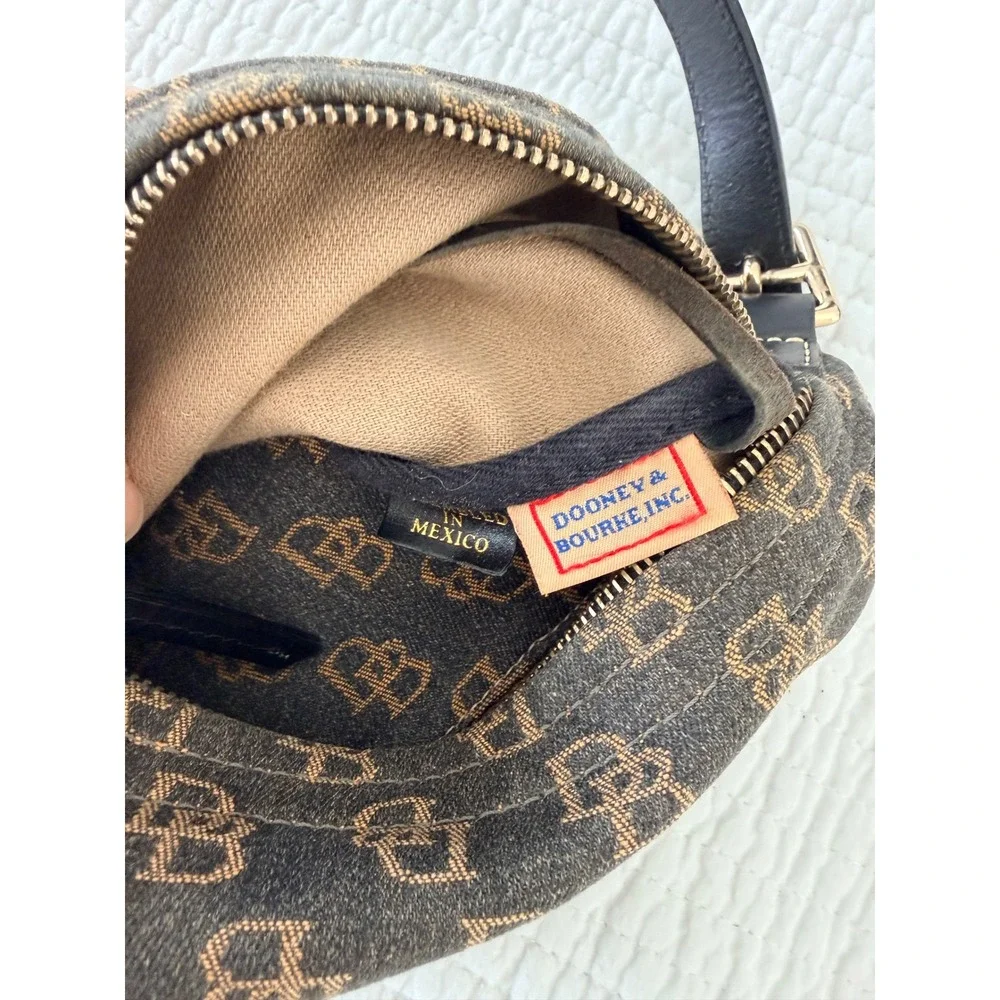Dooney & Bourke Monogram Canvas Shoulder Bag Brwn Tan DB Logo Duck Charm Vintage